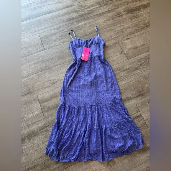 Betsey Johnson Lavender Lace Midi Dress